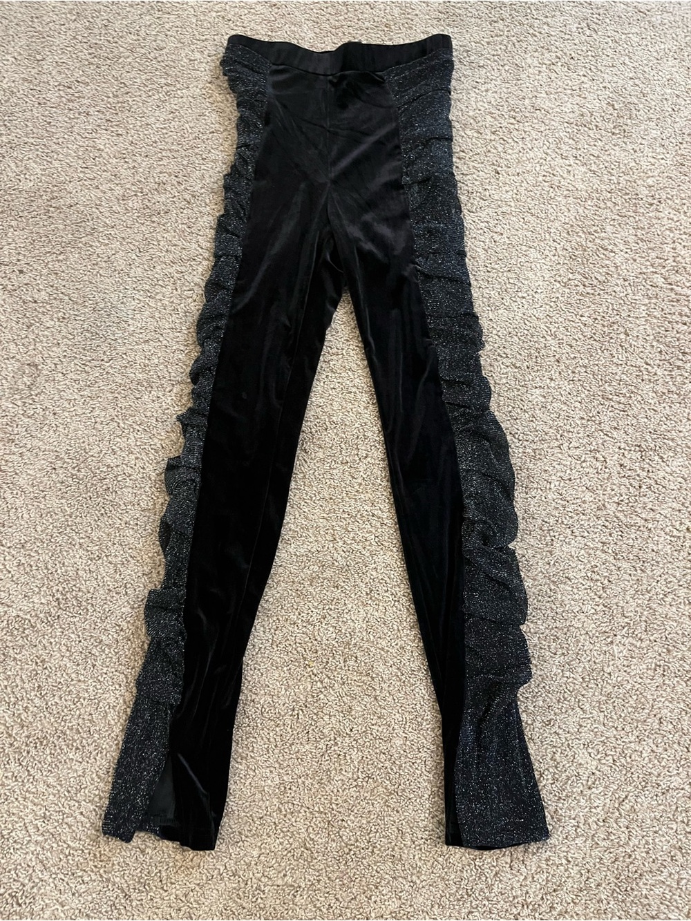 SHEIN Black Velvet High-Waist Leggings